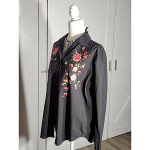 TRENDSETTER EMBROIDERED SHIRT COLOR BLACK  LONG SLEEVE SIZE M